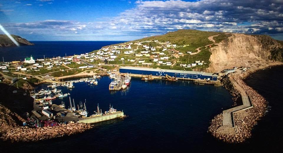 Wide angle shot of Bay de Verde fish plant quinlan
